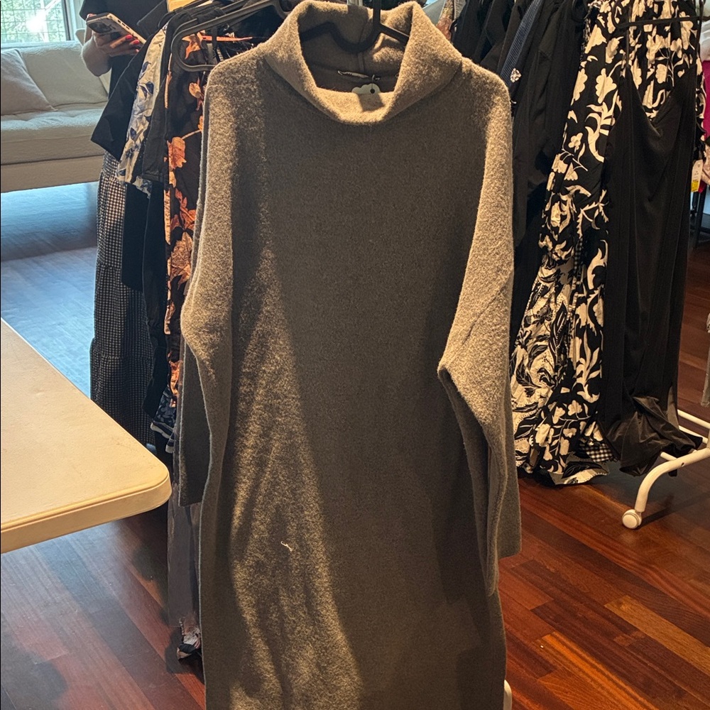Zara Grey Long Sleeve Turtleneck Dress